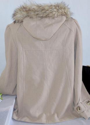 Брендовое демисезонное пальто полупальто с капюшоном и карманами f&f вьетнам шерсть мех2 фото