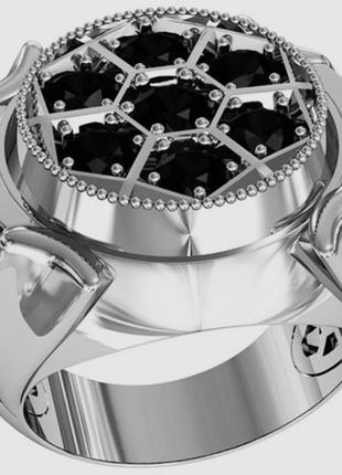Кольцо мужское серебряное (изготовление - золото, бронза, серебро) футбольный мяч, 700580-клц1 фото