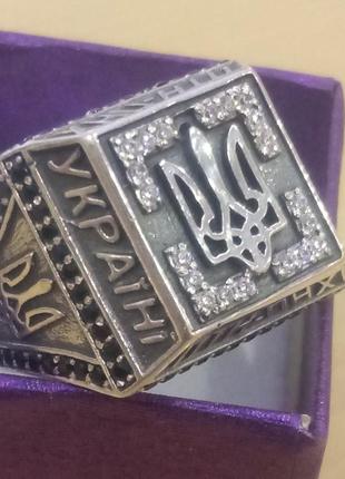 Печатка мужская серебряная (изготовление - золото, бронза, серебро) тризуб украина, 700760-пер