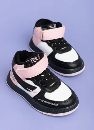 Ботинки для девочек t1372-8 розовые белые утепленные деми демисезонные хайтопы кроссовки высокие