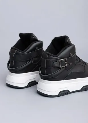Ботинки для девочек b957-1 черные кроссовки высокие хайтопы стильные4 фото