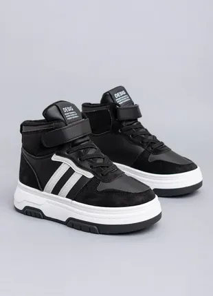 Ботинки для девочек b960-1 черные стильные ботинки кроссовки хайтопы3 фото