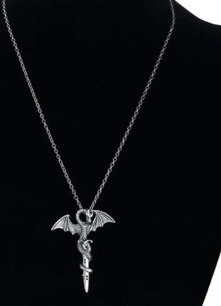 Подвеска серебряная (изготовление - золото, бронза, серебро) дракон с мечом, 25-кул2 фото