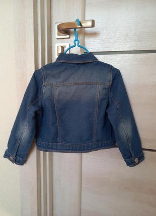Джинсова куртка курточка джинсівка джинсовка джинсовий жакет піджак з вишивкою для дівчинки 2-3 роки2 фото