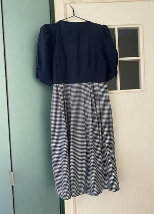 Женское баварское австрийское платье сарафан дриндл дриндл дырдль с вышивкой эдельвейсами синяя винтаж винтажная в винтажном стиле6 фото