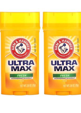 Arm&hammer ultramax, твердий дезодорант-антиперспірант для чоловіків, зі свіжим ароматом, подвійна упаковка, 73 г (2,6 унції) кожен1 фото