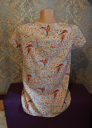 Красивая блуза в птички р.42/44 блузка блузочка3 фото