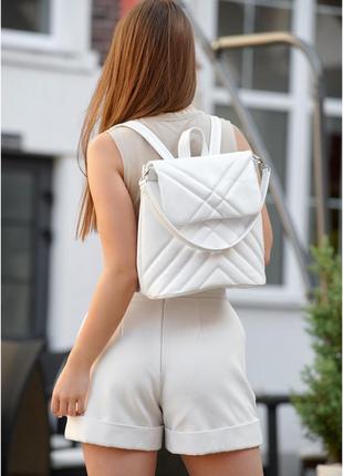Жіночий рюкзак-сумка loft строчений білий