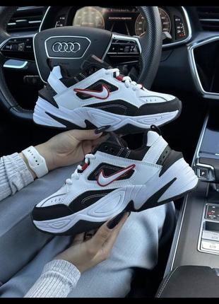 Nike m2k tekno fleece white black red1 фото