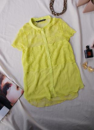 Брендовая салатовая блуза гипюровая спинка от zara2 фото