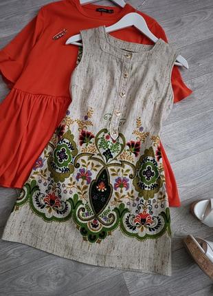 Платье лен с украинской вышивкой орнаментом3 фото