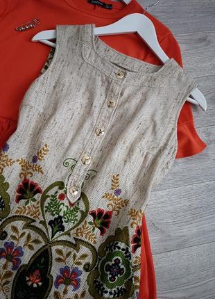 Платье лен с украинской вышивкой орнаментом4 фото