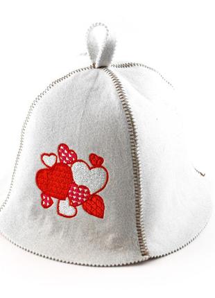 Банная шапка luxyart "парад сердец", искусственный фетр, белый (la-476)