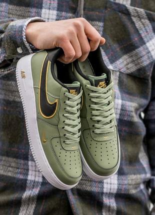 Мужские кроссовки nike air force 1 07 lv8 green gold 40-41-42-43-44-45