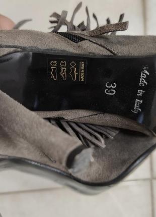 Замшеві сірі черевики з бахромою натуральна шкіра3 фото