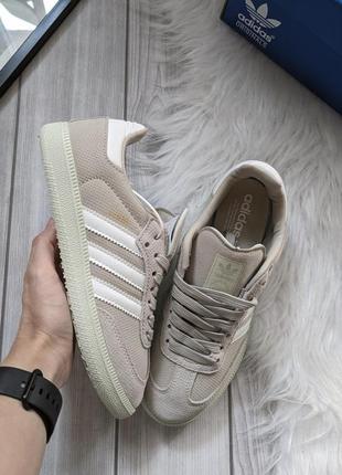 Топ кросівки adidas samba og wonder white linen green сірі замш