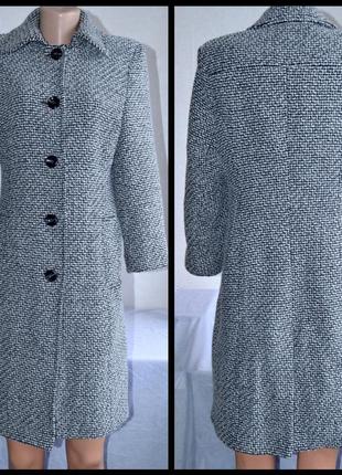 Брендовое серое демисезонное шерстяное пальто с карманами bhs македония3 фото