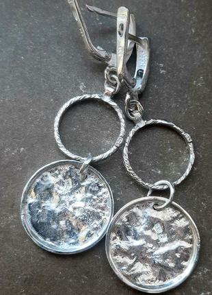 Дизайнерські ексклюзивні срібні сережки 925  "полнолуние"2 фото