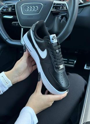 Кросівки жіночі air force 1 prm all black white9 фото