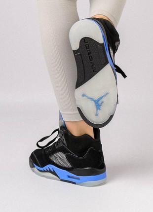 Кросівки жіночі air jordan 5 retro black blue7 фото