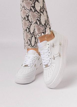 Кроссовки женские air force 1 lx crome swooshes all white8 фото