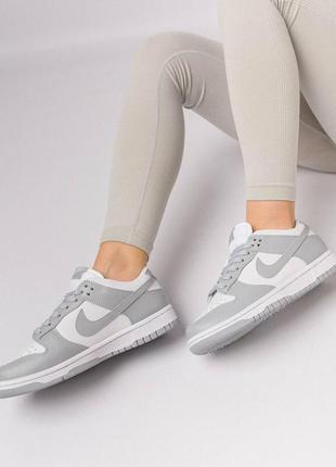 Кросівки sb dunk low prm all white grey3 фото