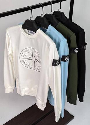 Світшот брендовий стон айленд з патчем / кофти від stone island хакі3 фото