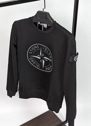 Брендовий світшот stone island чорний / стон айленд