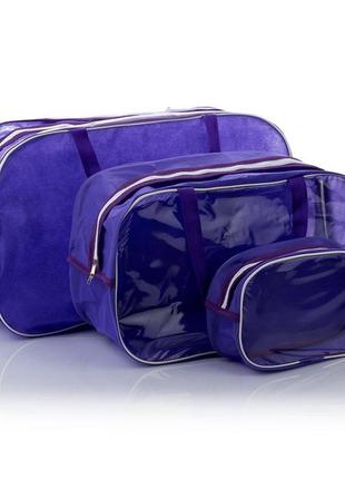 Набір із 2 напівпрозорих сумок m, l зі спанбонду + пвх nika torri фіолетовий