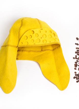 Банная шапка luxyart "ушанка женская", натуральный войлок, желтый (la-089)