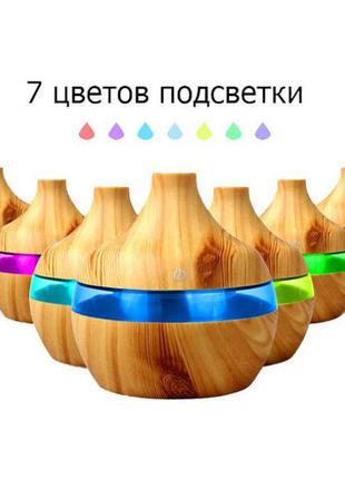 Зволожувач повітря аромадифузор hlv air purifier kpy-25s dark wooden з підсвічуванням. колір: бежевий6 фото