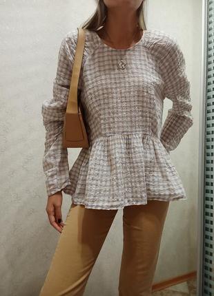 Блуза в клітинку на зав'язках