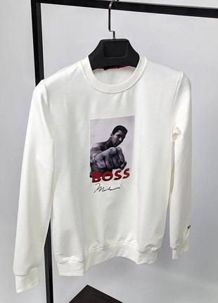 Брендовый свитшот boss белый / повседневные мужские кофты босс