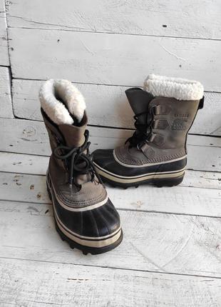 Теплейшие непромокаемые кожаные термосапоги сапоги чоботи снегоходы сноубутсы с валенком corel caribou 36p2 фото