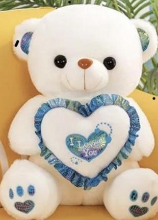 Мягкая игрушка светящийся плюшевый медведь 30 см белый