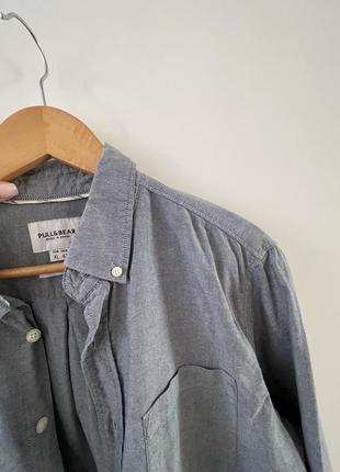Pull &amp; bear xl рубашка однотонная рубашка серого цвета серый цвет