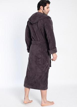 Nusa халат мужской с капюшоном коричневый  m3 фото