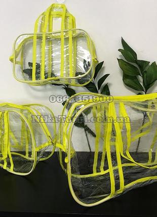 Набір прозорих сумок (s, m, l, xl) з прозорими ручками лимон3 фото