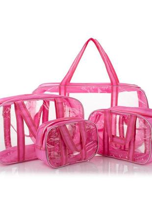 Набор прозрачных сумок (s, m, l, xl)  nika torrі комбинированные пвх + спанбонд розовый