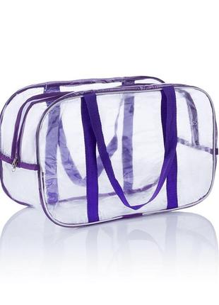 Прозора сумка l(50*32*23) з ремінними ручками в пологовий будинок, фіолетовий