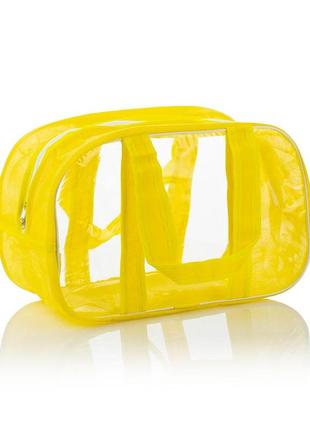 Комбинированная сумка в роддом из спанбонда и прозрачной пленки пвх, размер m(40*25*20), цвет лимон