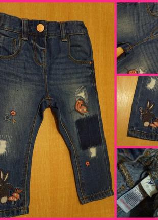 Next джинсы 9-12 мес джинсовые штаны джинсові штани джинси