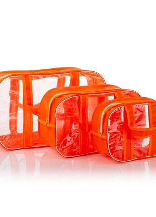 Набір прозорих сумок в пологовий будинок (s, m, l) nika torri комбіновані пвх + спанбонд помаранчевий
