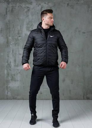Куртка nike черная мужская весна\осень турция качественная плащевка утеплитель силикон 150 плотность6 фото