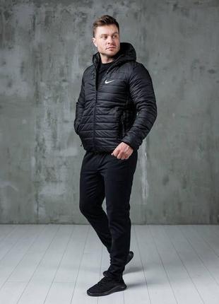 Куртка nike черная мужская весна\осень турция качественная плащевка утеплитель силикон 150 плотность3 фото