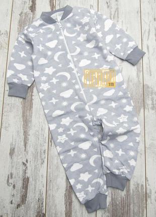 92 (26) 1-1,5 года теплый детский спальный человечек сдельная пижама слип комбинезон для сна с флисом 8128 ср