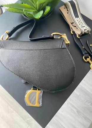 Женская кожаная сумка dior saddle седло black3 фото