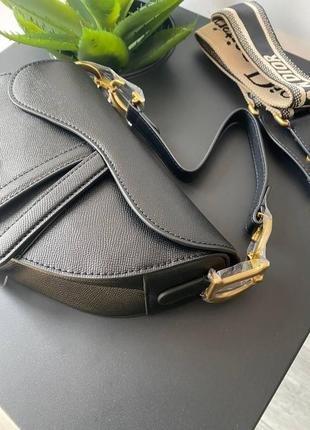 Женская кожаная сумка dior saddle седло black8 фото