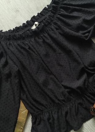 Блуза с объемными рукавами h&m 128-134 / нарядная кофточка с открытими плечами5 фото
