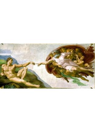 Набор алмазная мозаика вышивка микеланджело буонарроти сотворение адама фреска адам и бог религия 5d 100х50 см1 фото